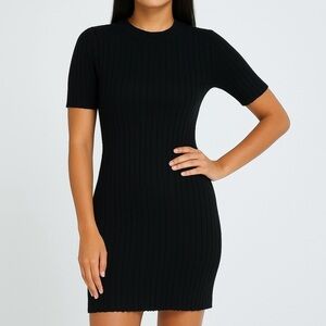 Abercrombie & Fitch Black Ribbed Mini Dress